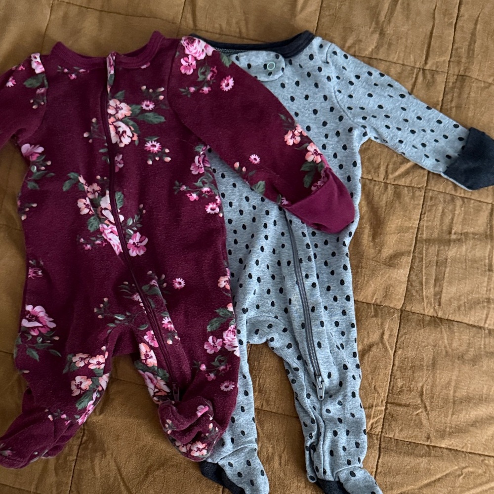Wonder Nation Floral and Dot Kids Footies